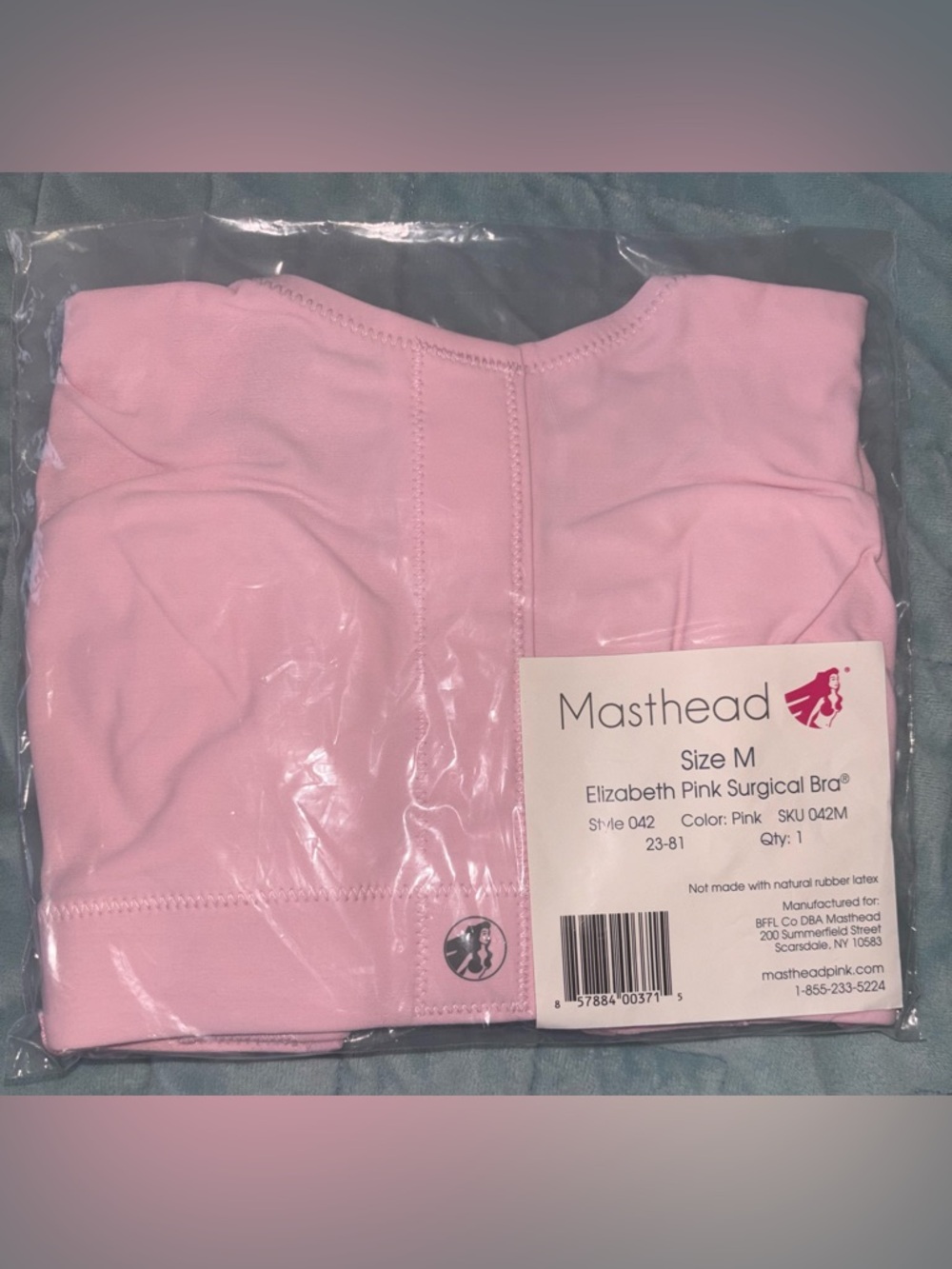 The Elizabeth Pink Surgical Bra MastHead Brand New Size Medium